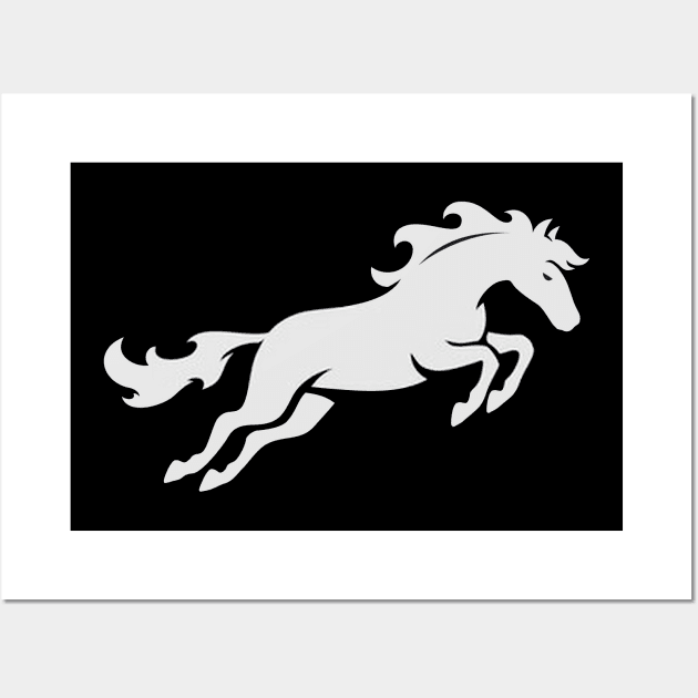 White Horse Jumping Silouhette Wall Art by RelianceDesign